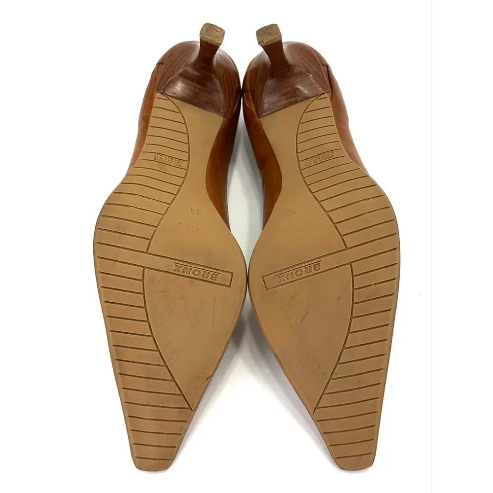 Bronx Pump/Heel/Loafer Size 8/38 Brown Leather Pointy Toe Business Office Classy